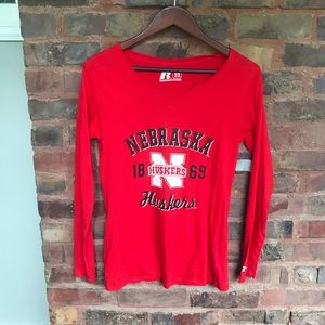 Russel Nebraska Cornhuskers long sleeve v neck tee